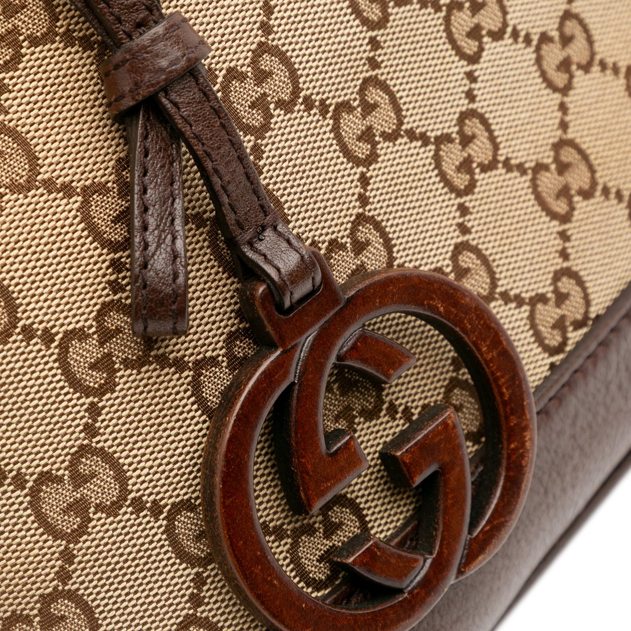 Gucci Medium GG Canvas Charm Dome Satchel Bruin