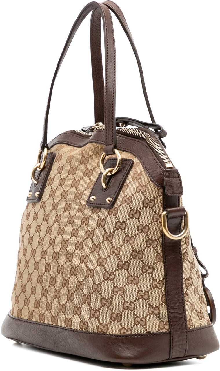 Gucci Medium GG Canvas Charm Dome Satchel Bruin