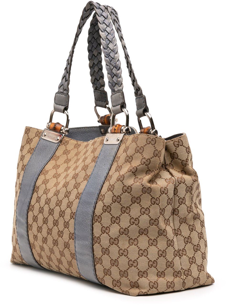 Gucci GG Canvas Bamboo Libeccio Tote Bruin