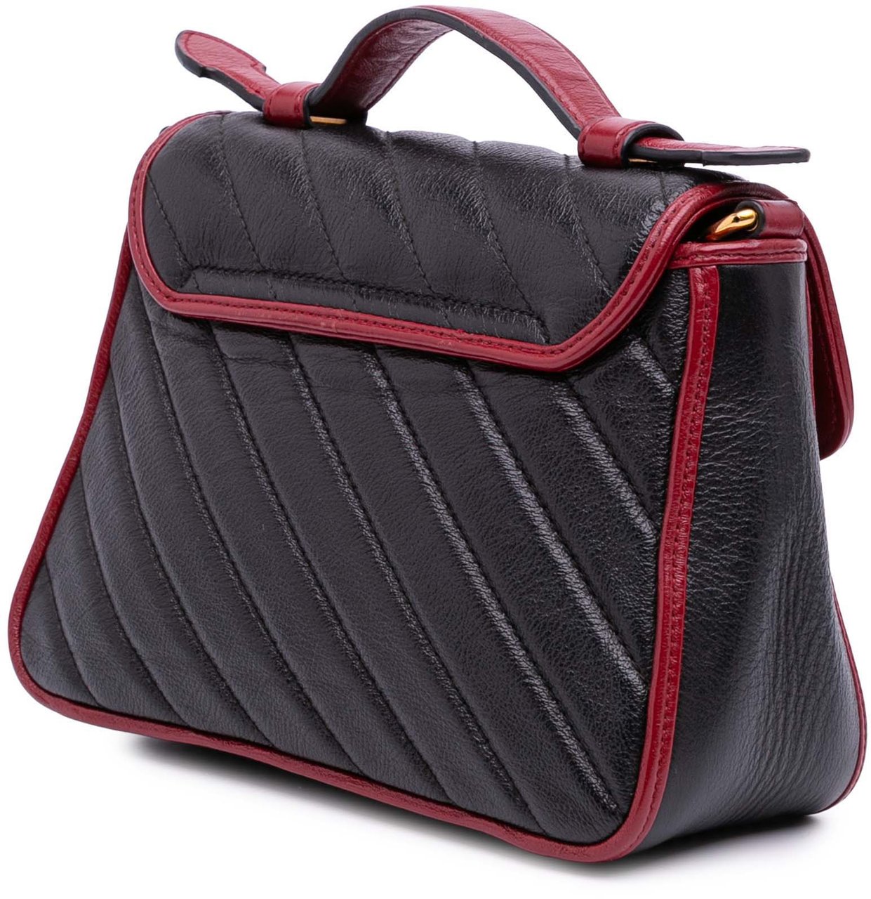 Gucci GG Marmont Matelasse Leather Torchon Top Handle Bag Zwart