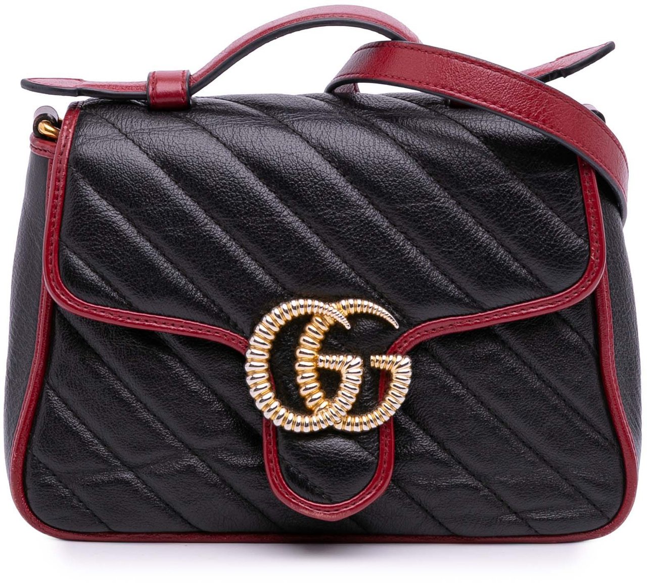 Gucci GG Marmont Matelasse Leather Torchon Top Handle Bag Zwart
