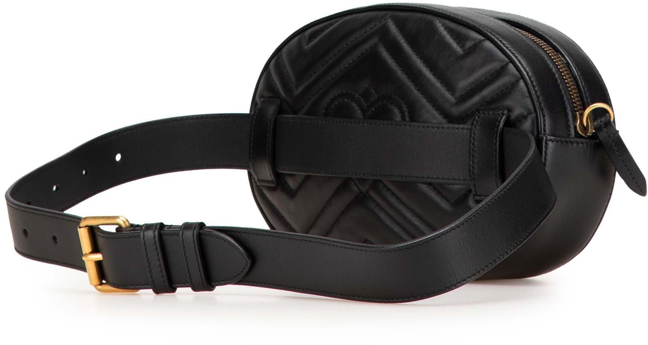 Gucci GG Marmont Matelasse Leather Animalier Belt Bag Zwart