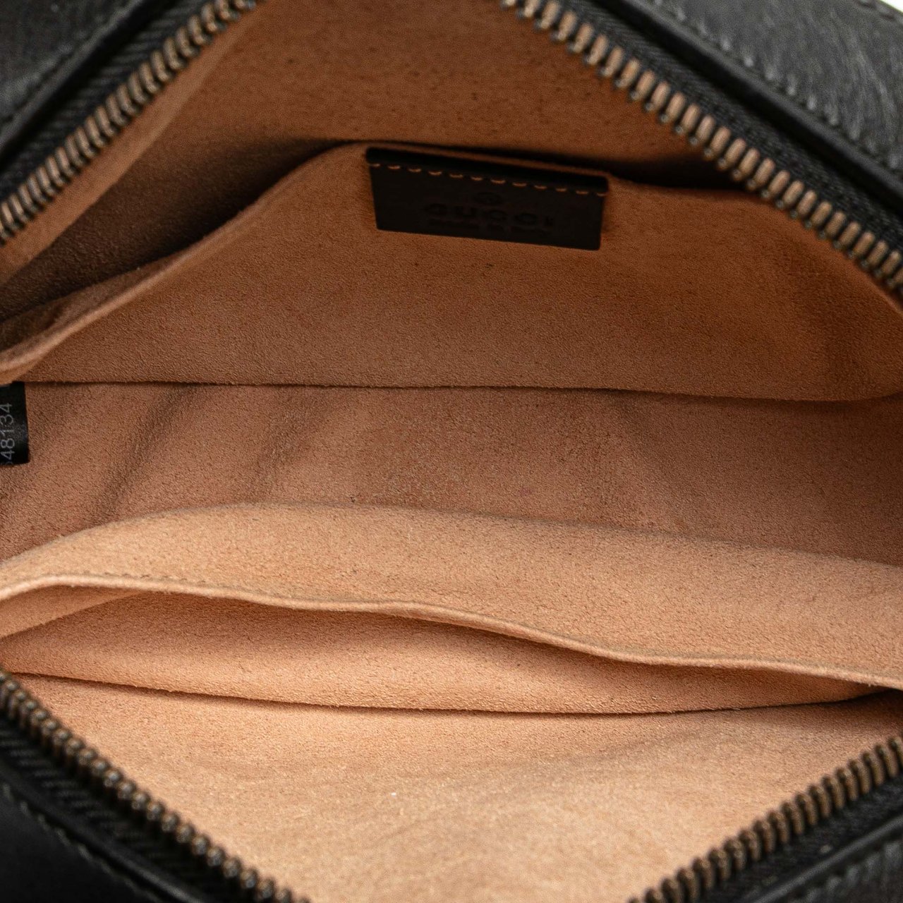 Gucci GG Marmont Matelasse Leather Animalier Belt Bag Zwart