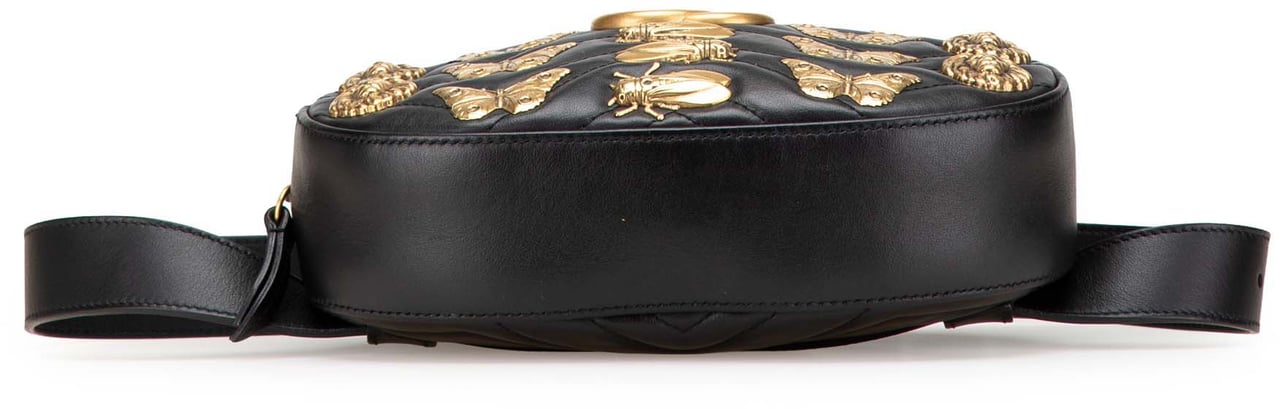 Gucci GG Marmont Matelasse Leather Animalier Belt Bag Zwart