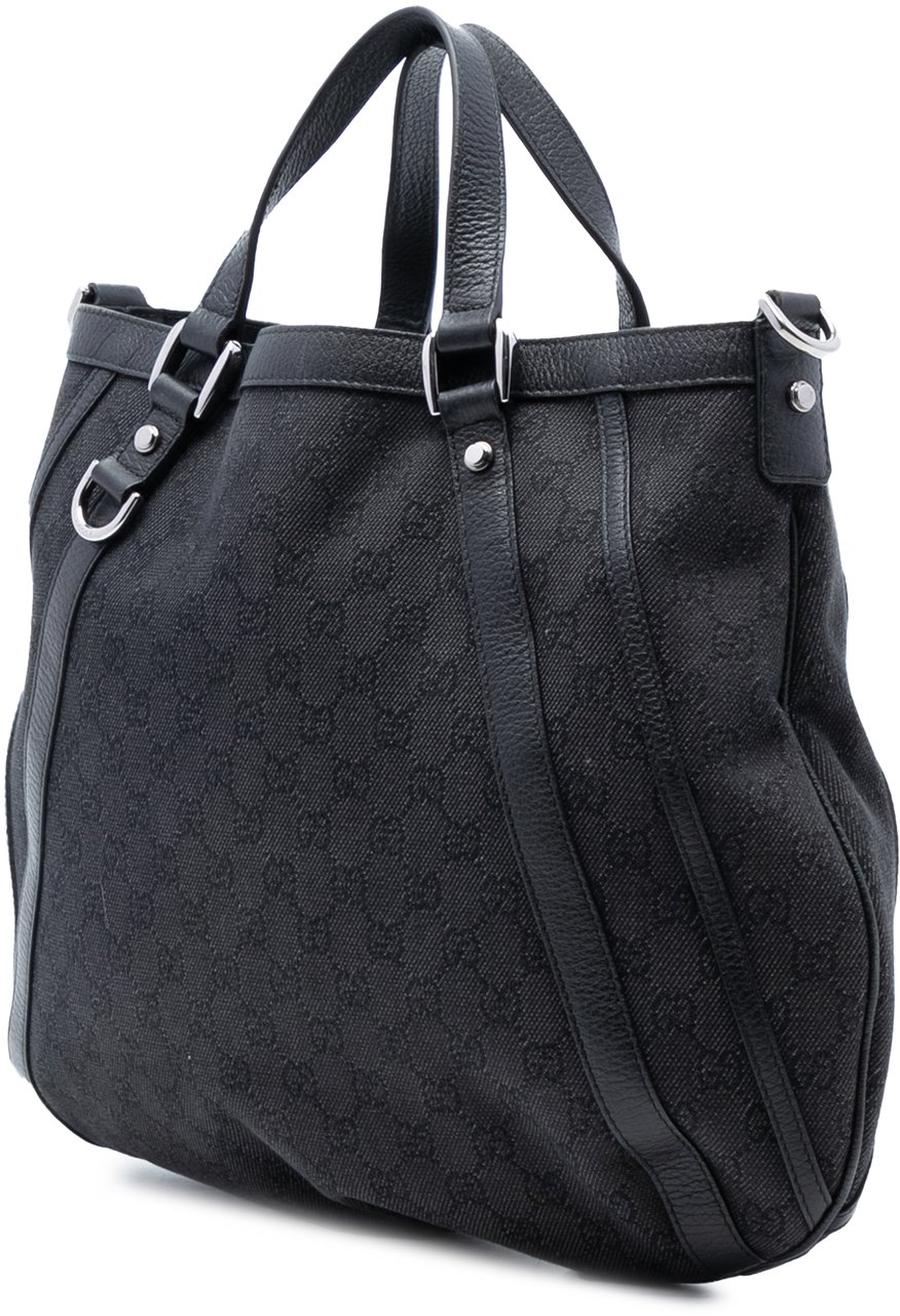 Gucci GG Denim Abbey D Ring Convertible Tote Zwart
