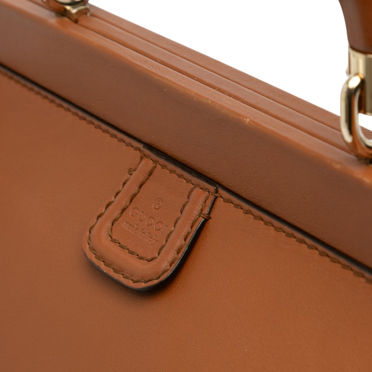 Gucci Medium Calfskin Bold Bamboo Top Handle Bruin