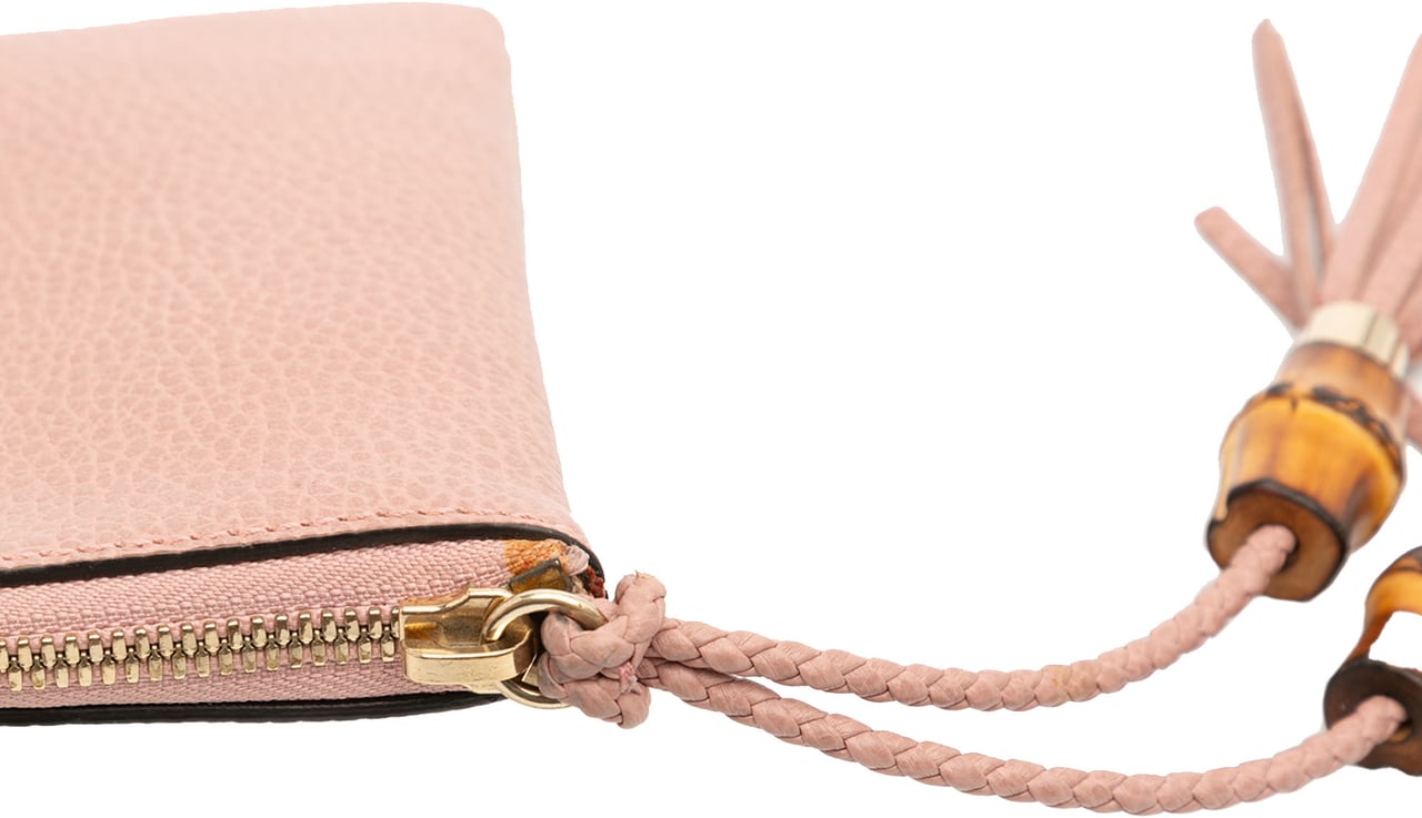 Gucci Calfskin Bamboo Clutch Roze