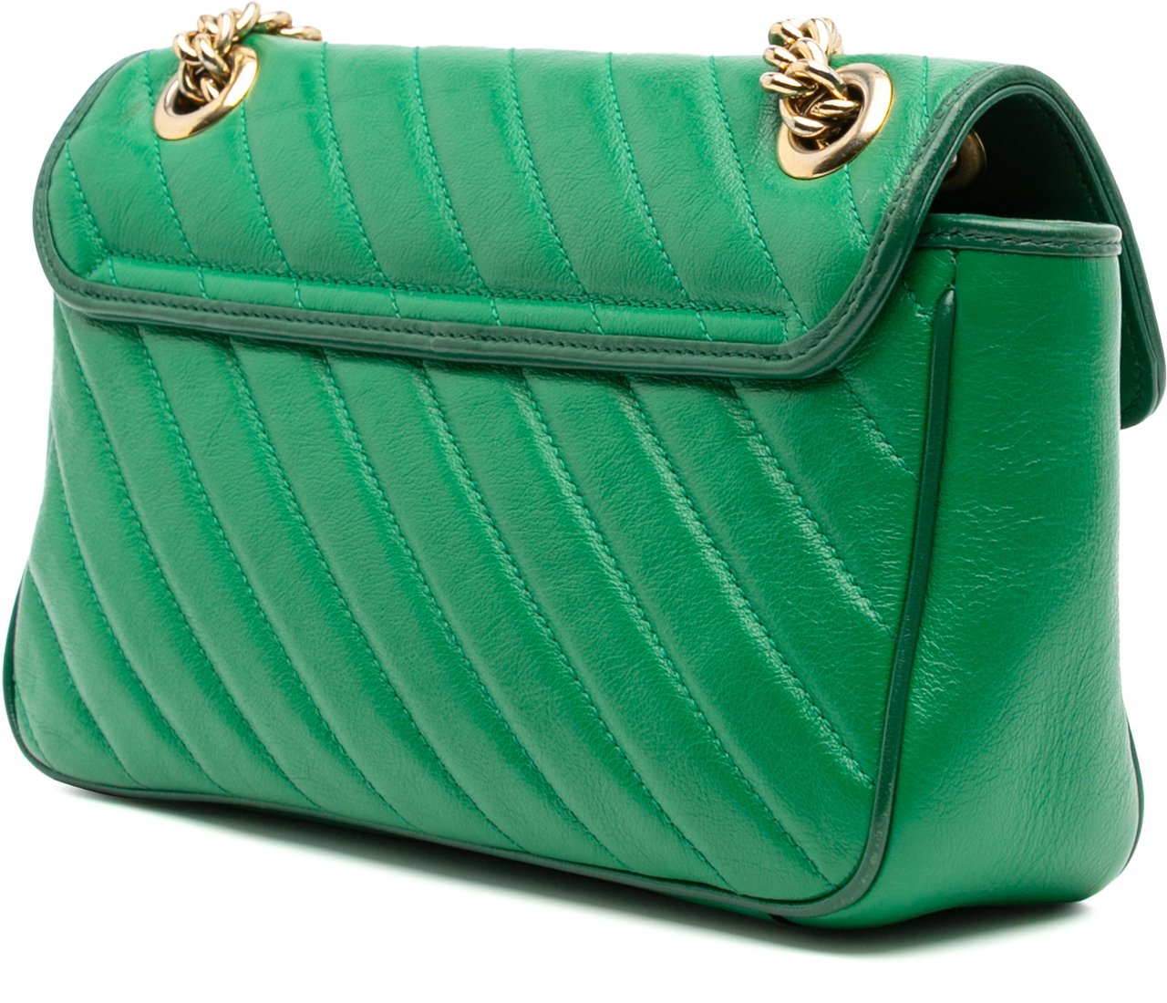 Gucci Small GG Marmont Matelasse Leather Torchon Flap Crossbody Groen