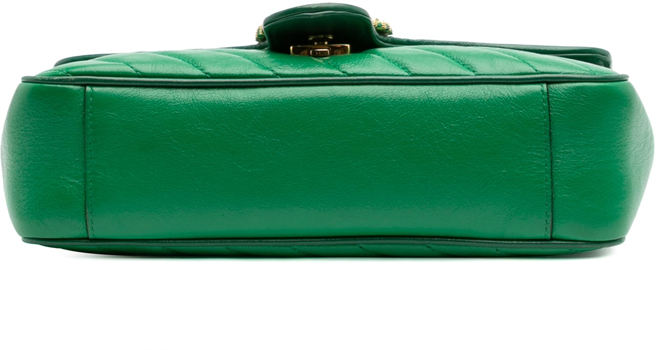 Gucci Small GG Marmont Matelasse Leather Torchon Flap Crossbody Groen
