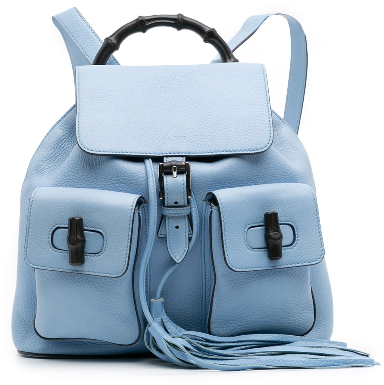 Gucci Leather Bamboo Tassel Backpack Blauw
