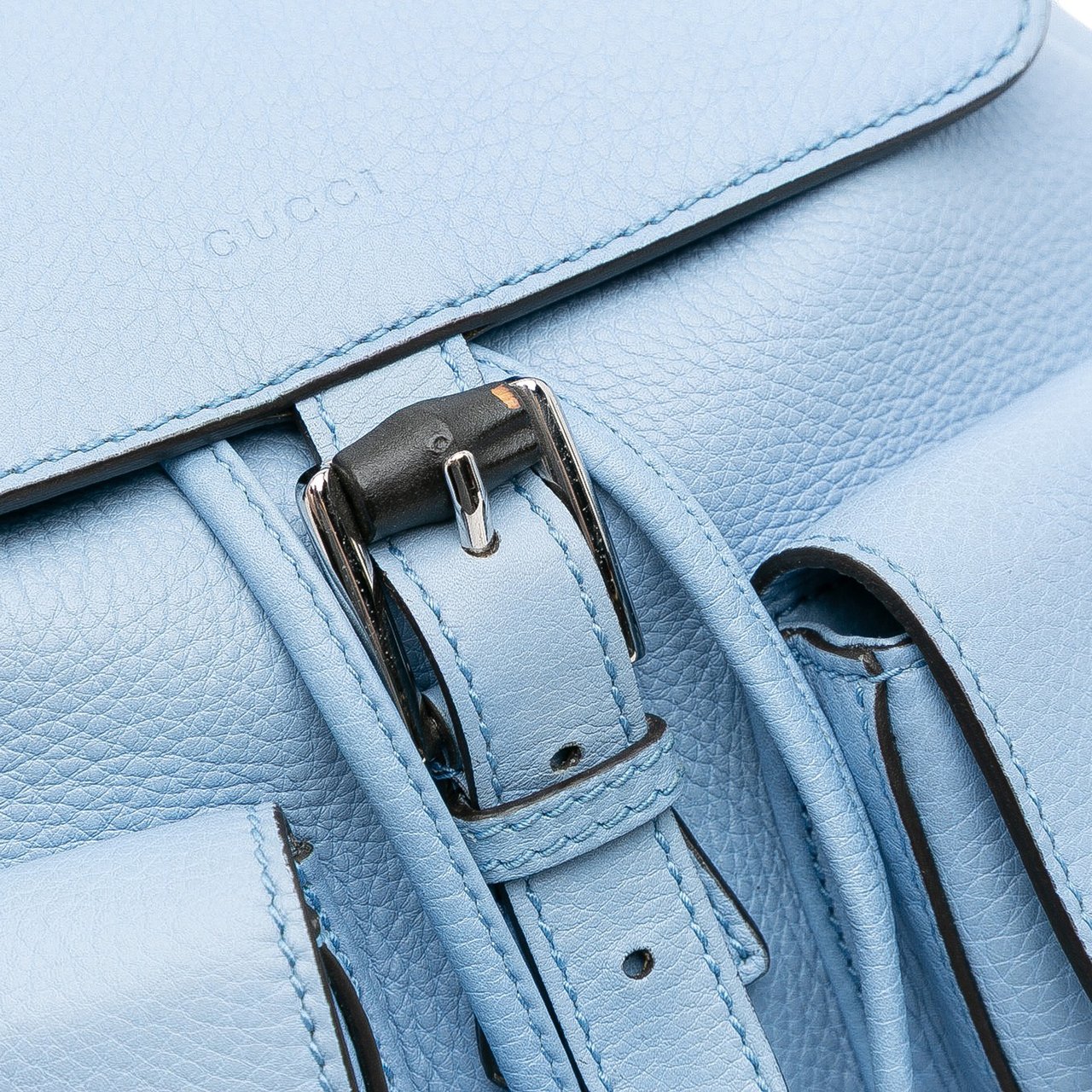 Gucci Leather Bamboo Tassel Backpack Blauw