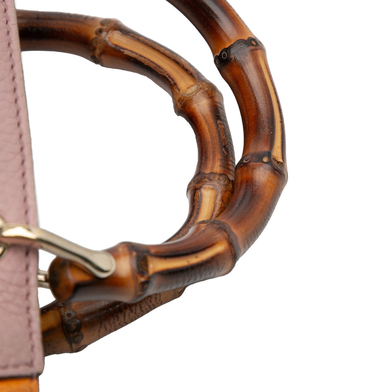 Gucci Mini Bicolor Calfskin Bamboo Shopper Satchel Roze