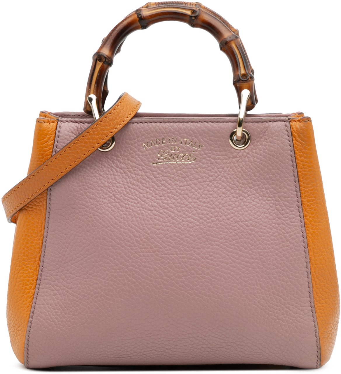Gucci Mini Bicolor Calfskin Bamboo Shopper Satchel Roze