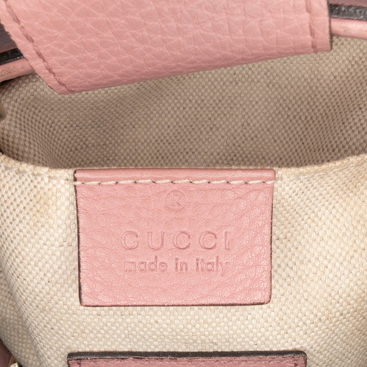Gucci Mini Bicolor Calfskin Bamboo Shopper Satchel Roze