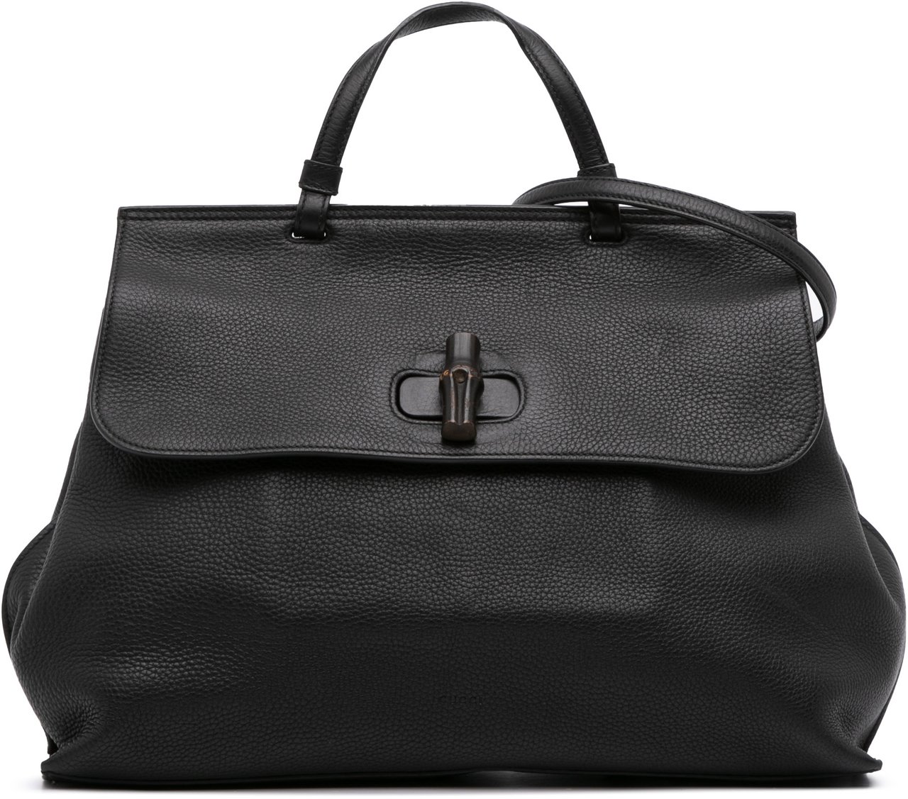 Gucci Large Leather Bamboo Daily Satchel Zwart