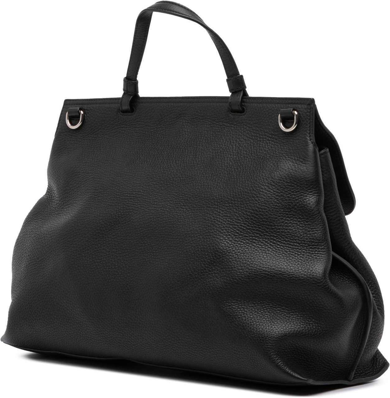 Gucci Large Leather Bamboo Daily Satchel Zwart