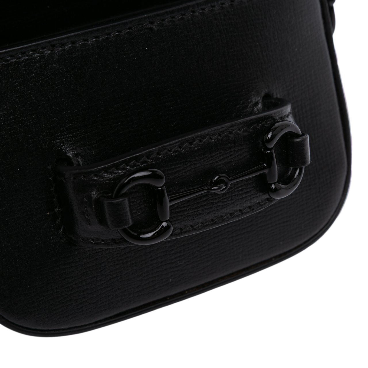 Gucci Mini Leather Horsebit 1955 Web Satchel Zwart
