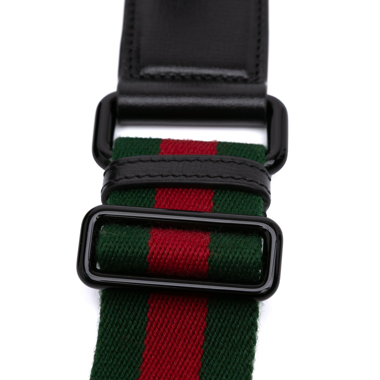 Gucci Mini Leather Horsebit 1955 Web Satchel Zwart