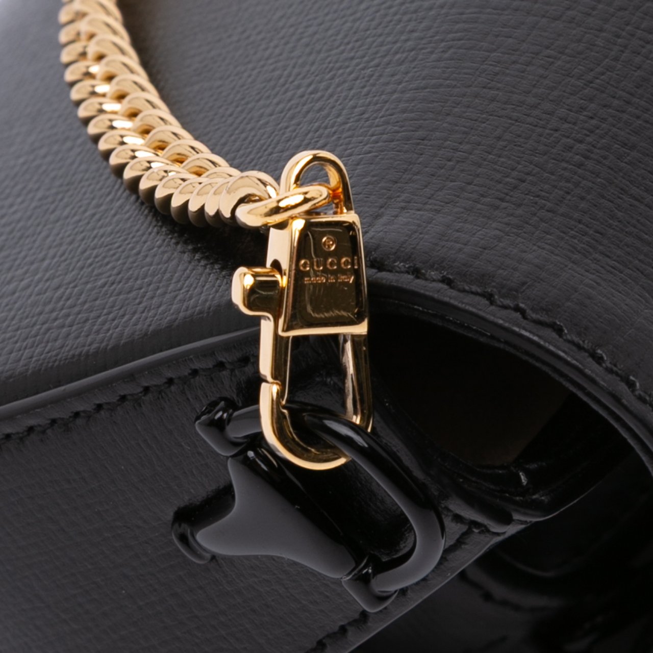 Gucci Mini Leather Horsebit 1955 Web Satchel Zwart
