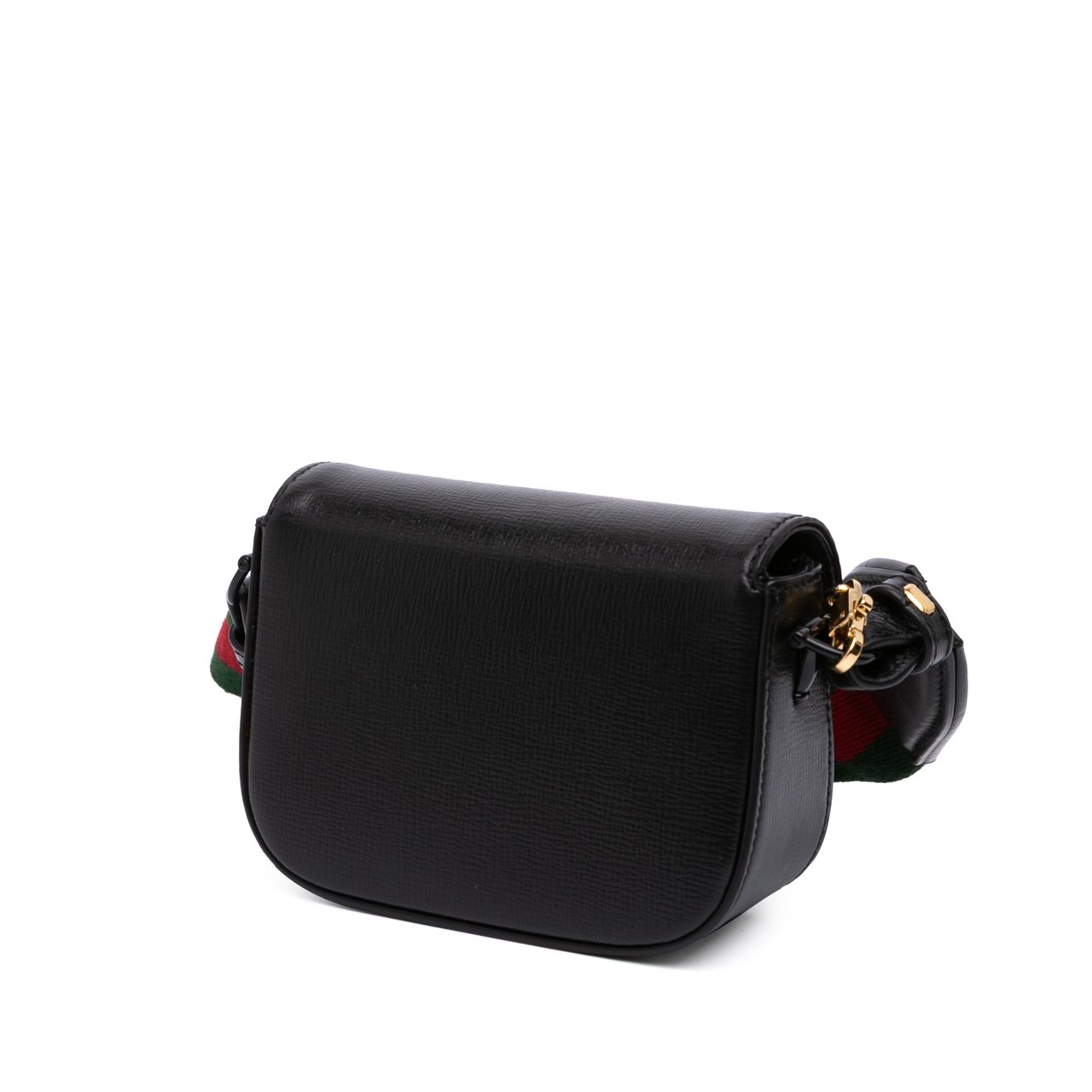 Gucci Mini Leather Horsebit 1955 Web Satchel Zwart