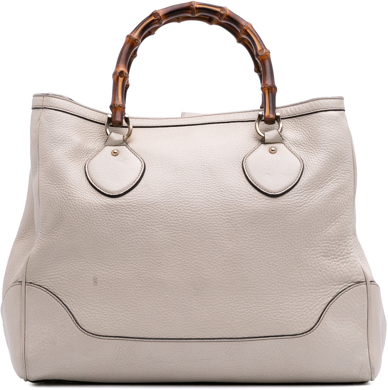 Gucci Medium Leather Bamboo Diana Tote Wit