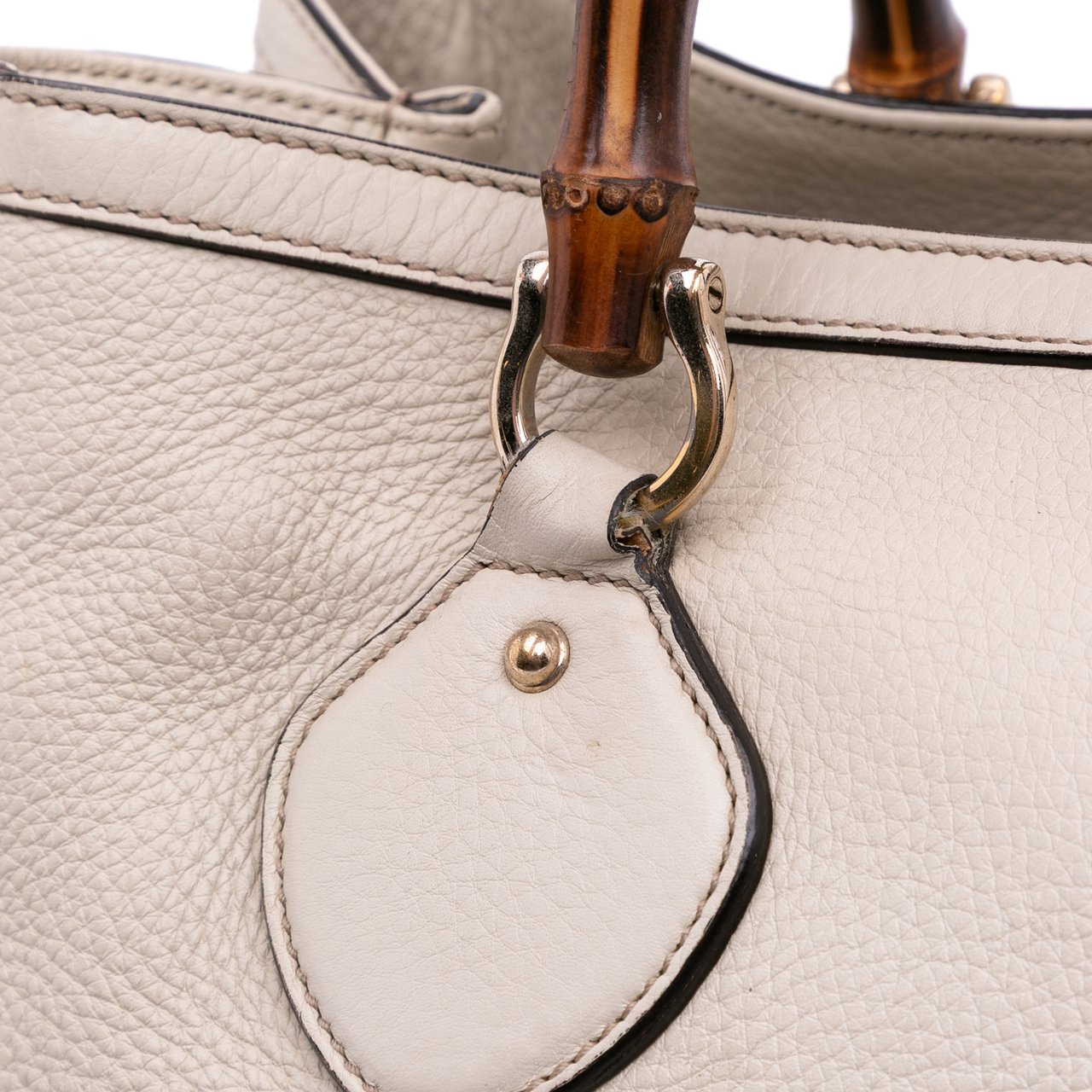 Gucci Medium Leather Bamboo Diana Tote Wit