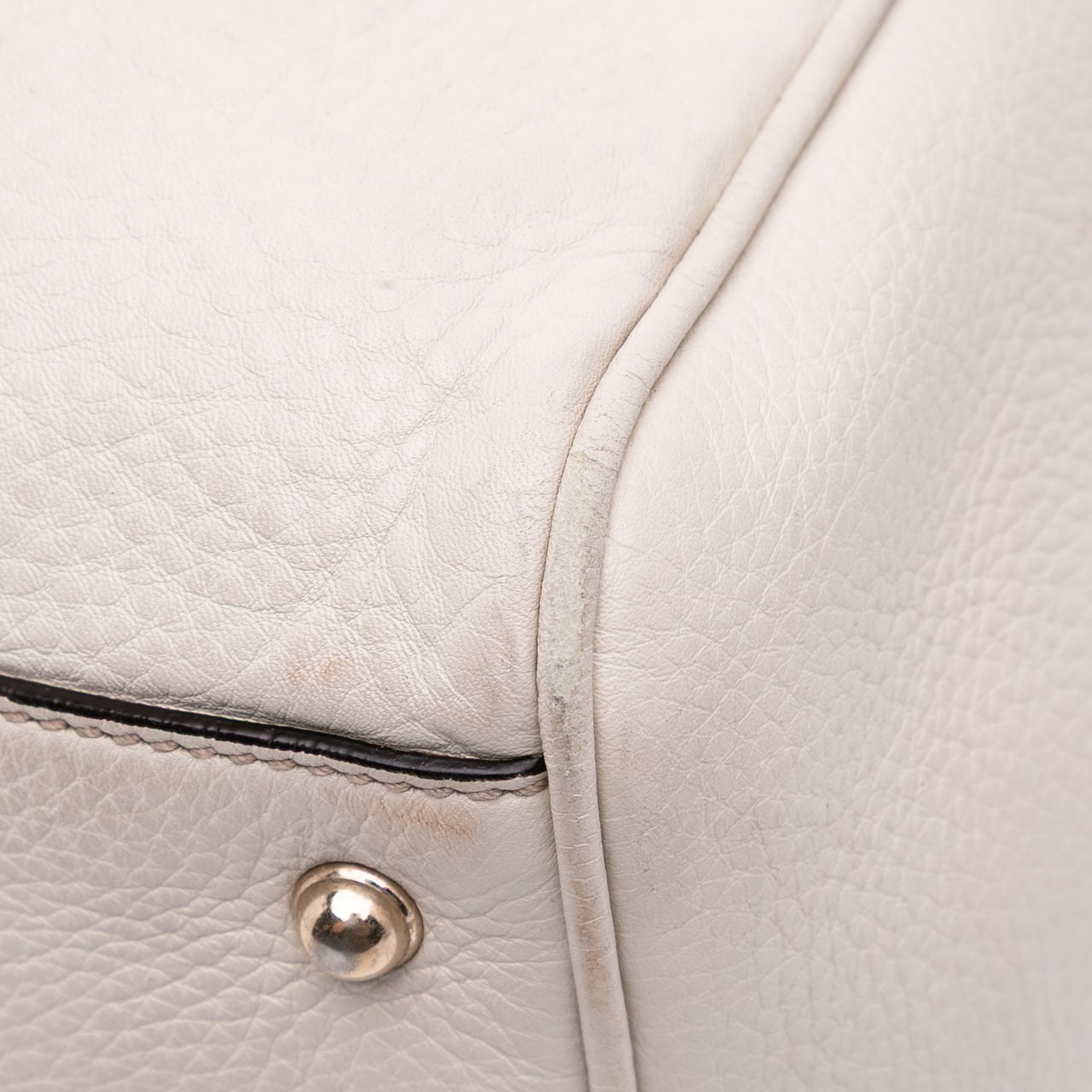 Gucci Medium Leather Bamboo Diana Tote Wit