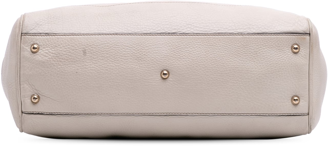 Gucci Medium Leather Bamboo Diana Tote Wit