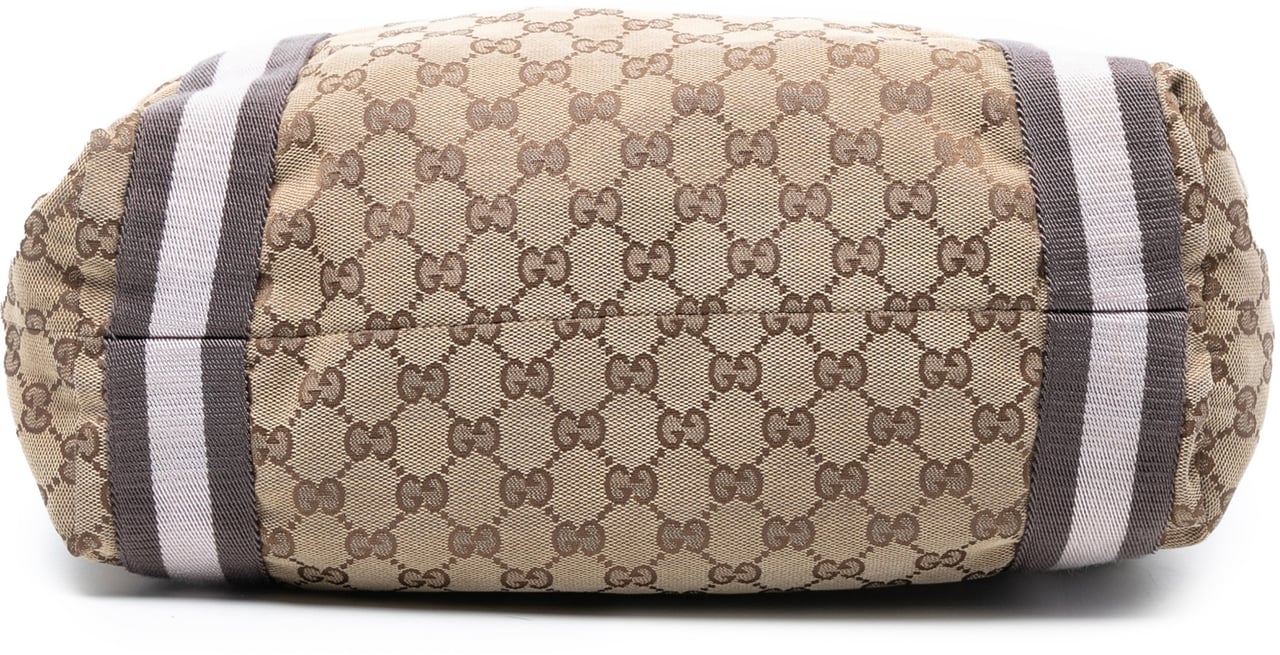 Gucci GG Canvas Web Tote Bruin