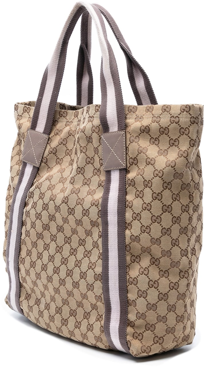 Gucci GG Canvas Web Tote Bruin