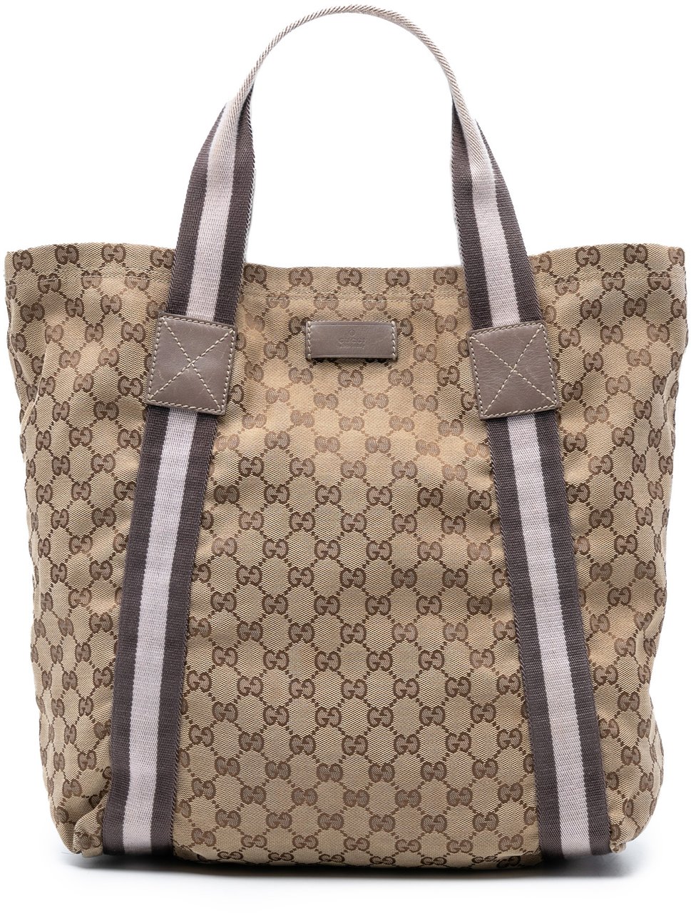Gucci GG Canvas Web Tote Bruin