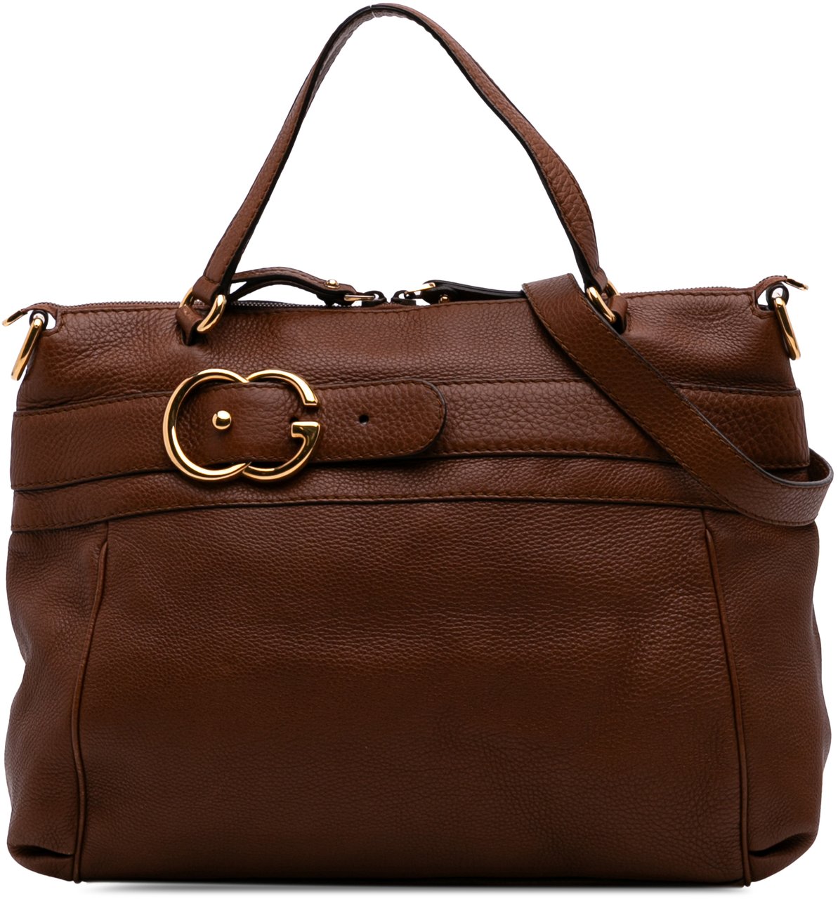Gucci Medium Leather Ride Top Handle Bag Bruin
