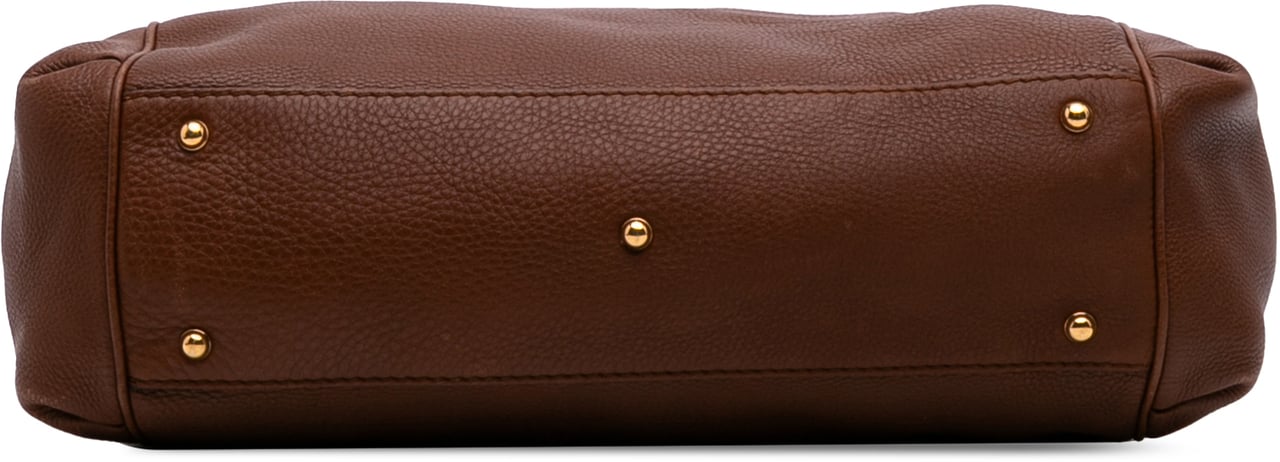 Gucci Medium Leather Ride Top Handle Bag Bruin
