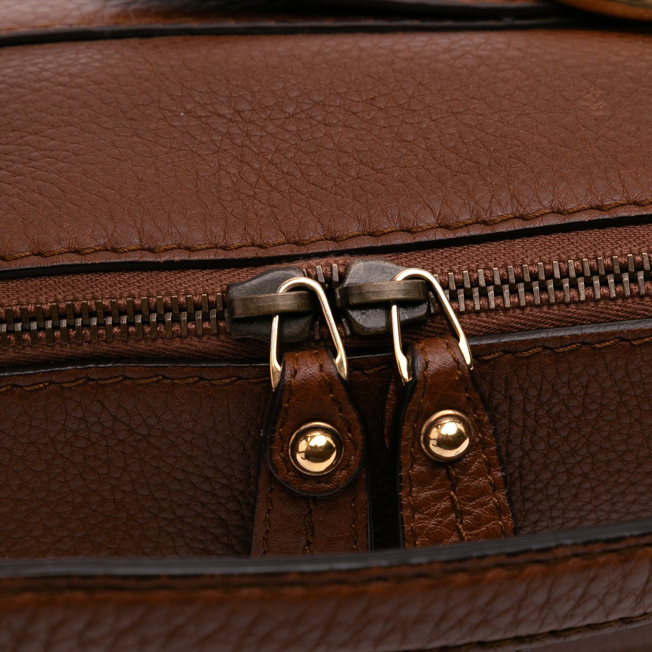 Gucci Medium Leather Ride Top Handle Bag Bruin