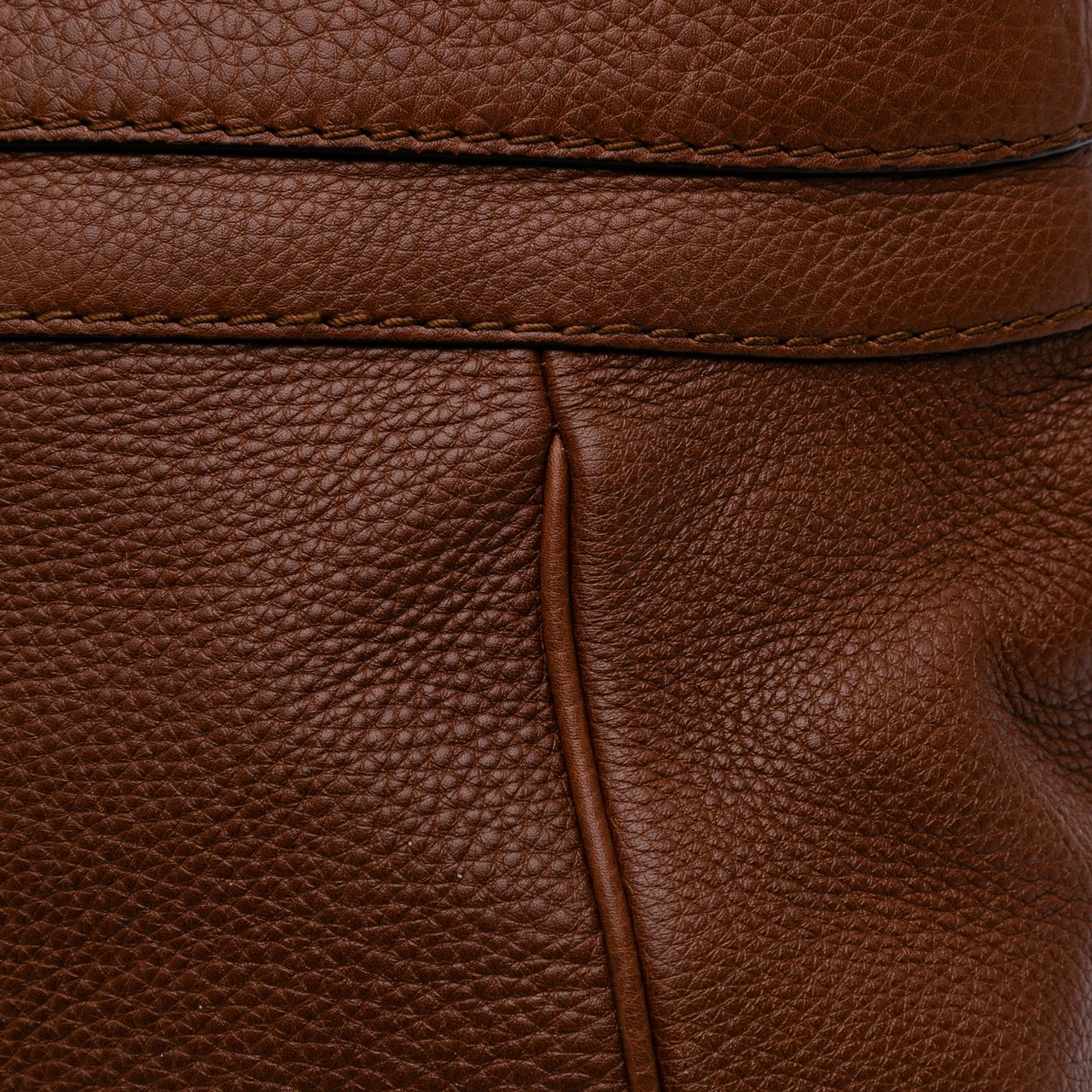 Gucci Medium Leather Ride Top Handle Bag Bruin