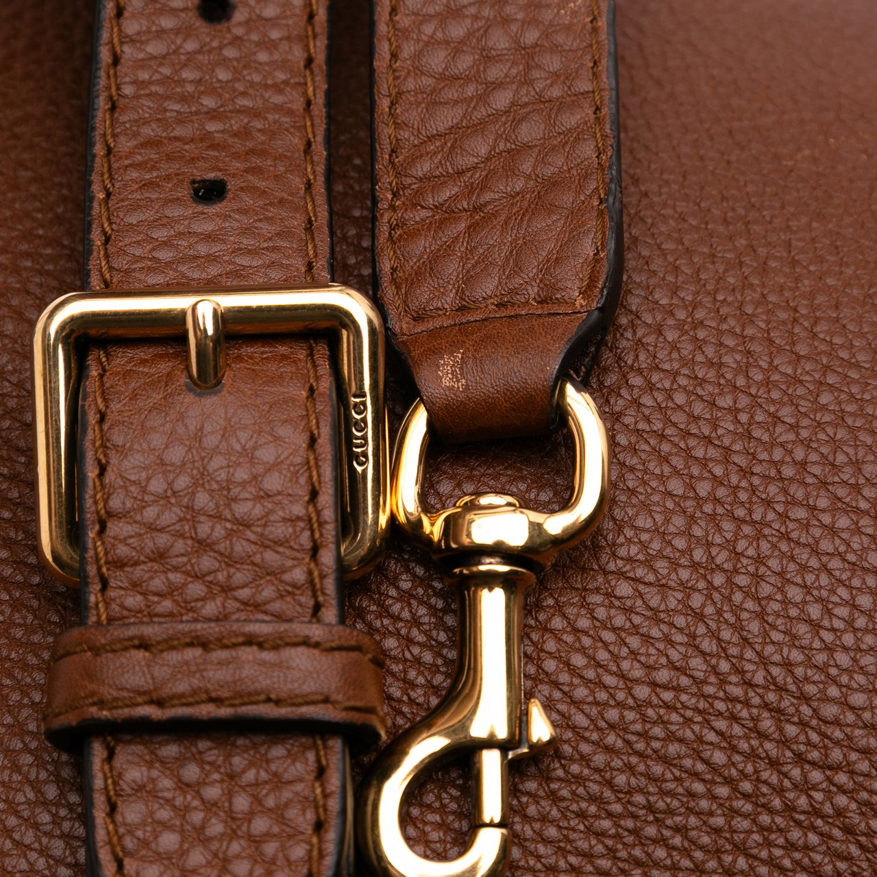 Gucci Medium Leather Ride Top Handle Bag Bruin