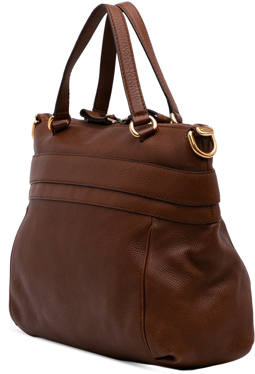 Gucci Medium Leather Ride Top Handle Bag Bruin