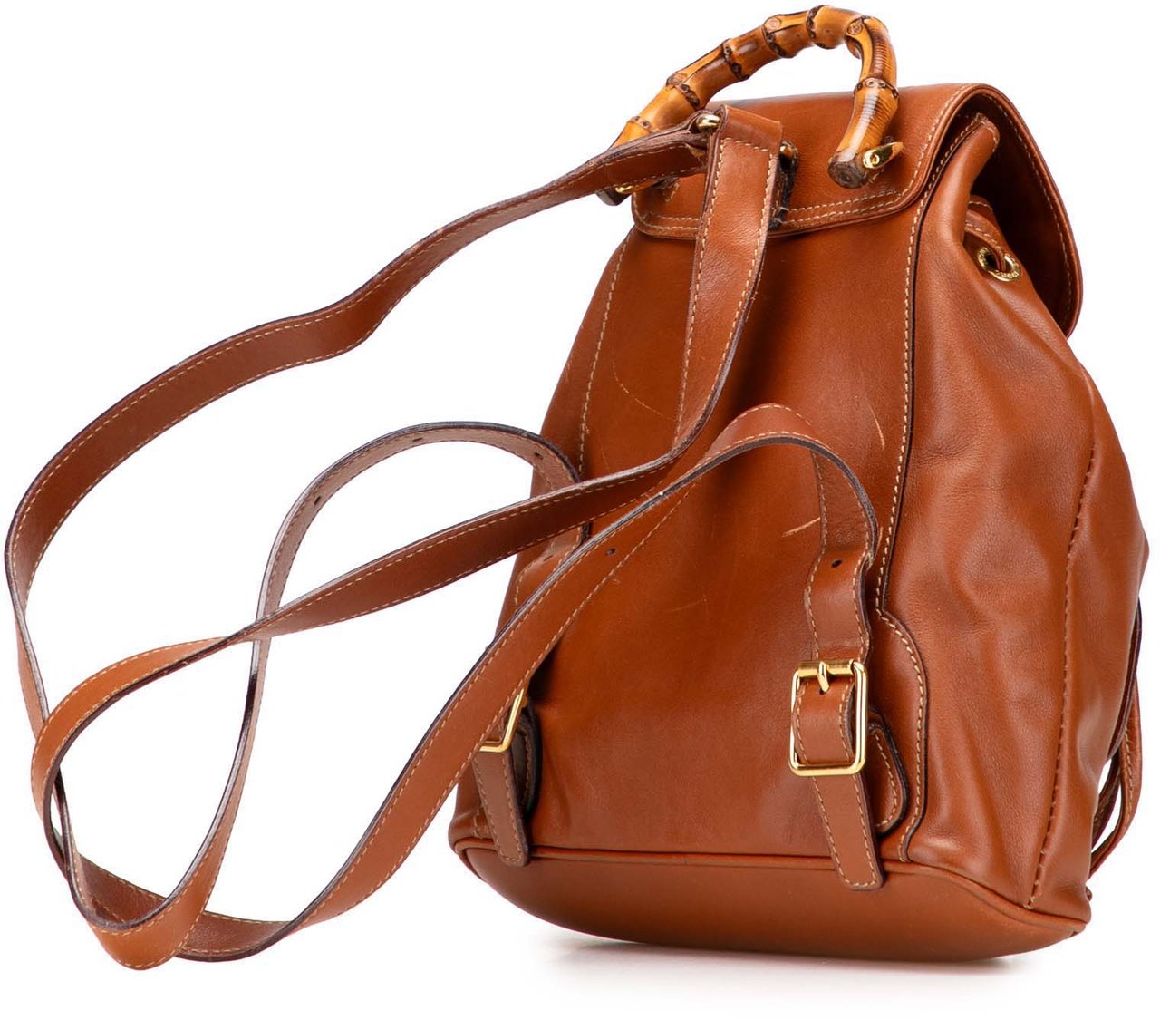 Gucci Leather Bamboo Backpack Bruin