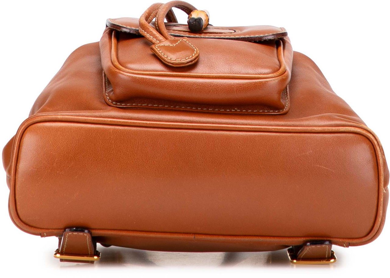 Gucci Leather Bamboo Backpack Bruin