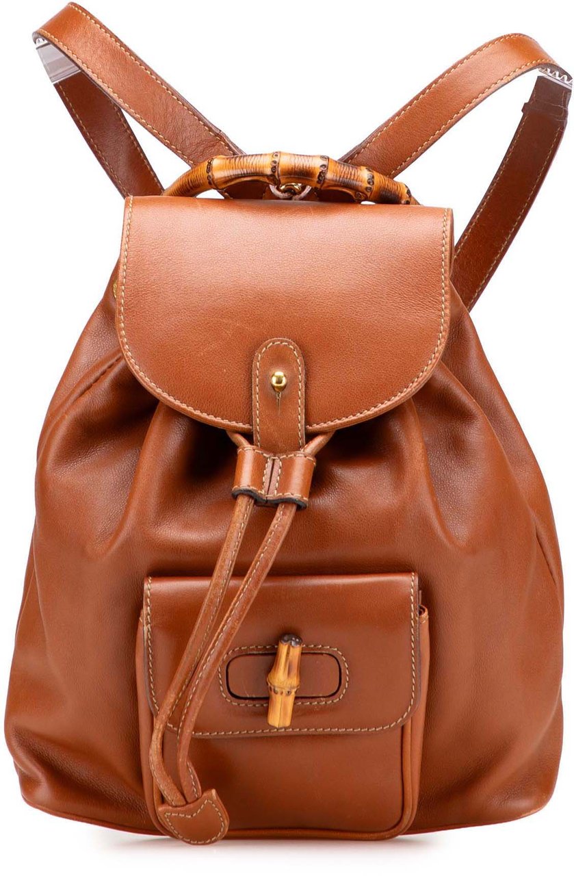 Gucci Leather Bamboo Backpack Bruin