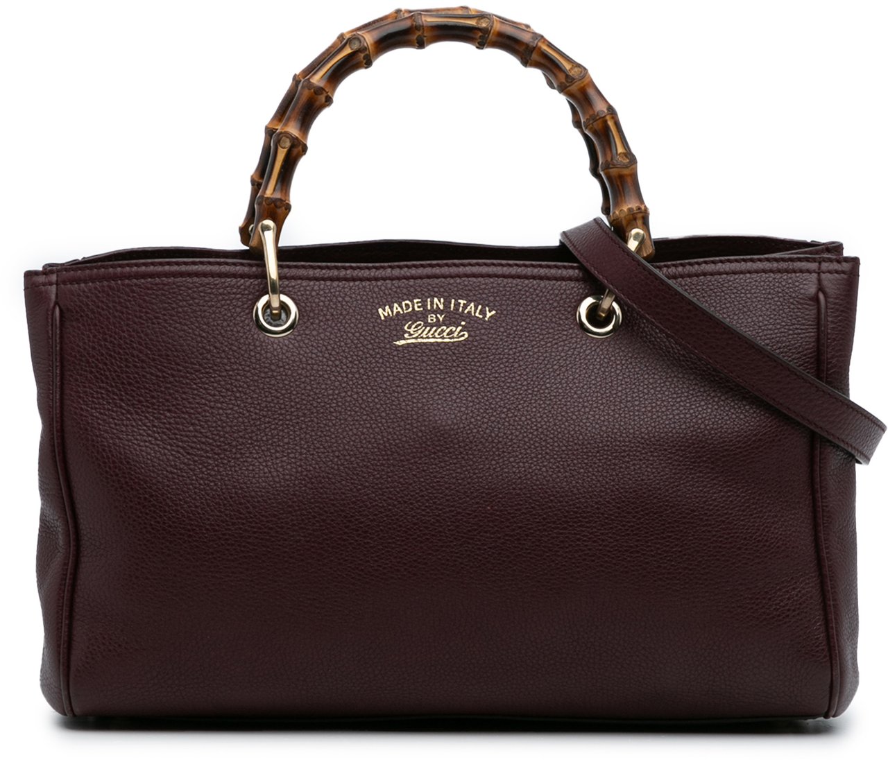 Gucci Medium Calfskin Bamboo Shopper Satchel Rood