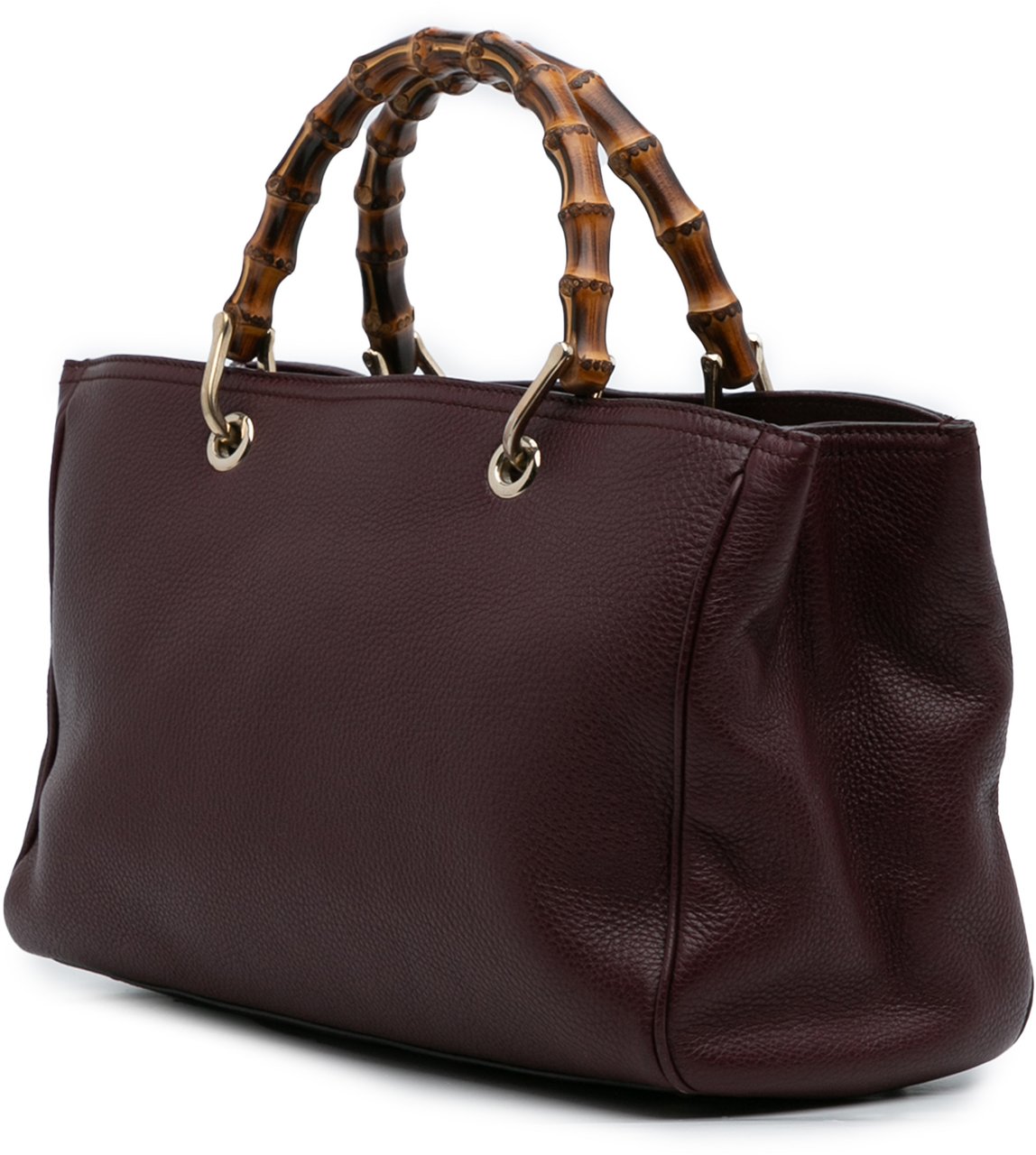 Gucci Medium Calfskin Bamboo Shopper Satchel Rood