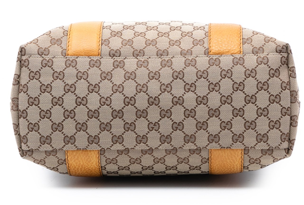 Gucci Large GG Canvas Bamboo Libeccio Tote Bruin