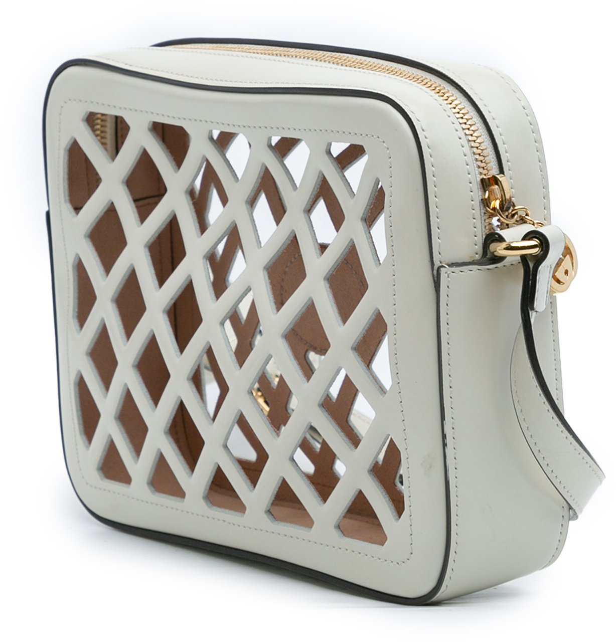 Gucci Cutout Leather and Flora Canvas Infinity Crossbody Wit