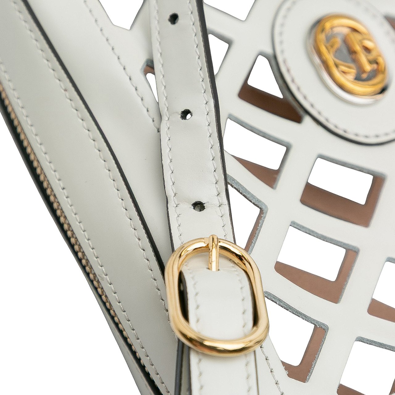 Gucci Cutout Leather and Flora Canvas Infinity Crossbody Wit