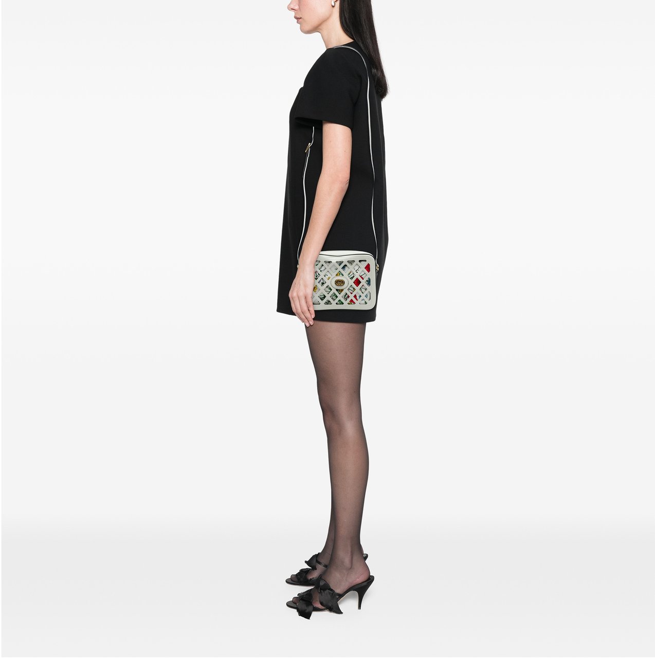 Gucci Cutout Leather and Flora Canvas Infinity Crossbody Wit