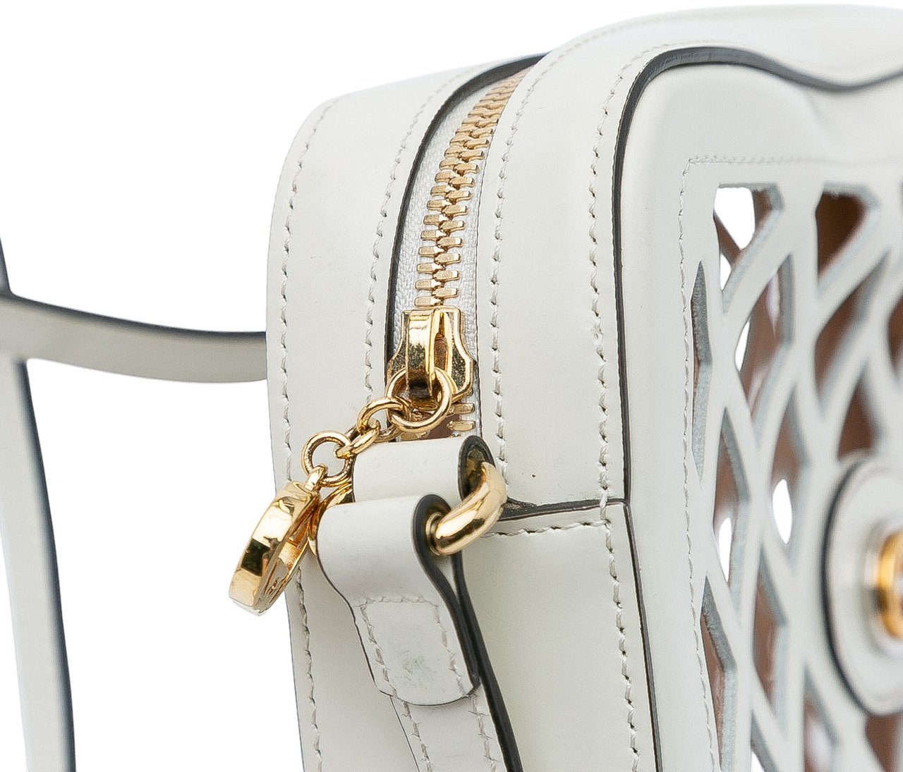 Gucci Cutout Leather and Flora Canvas Infinity Crossbody Wit