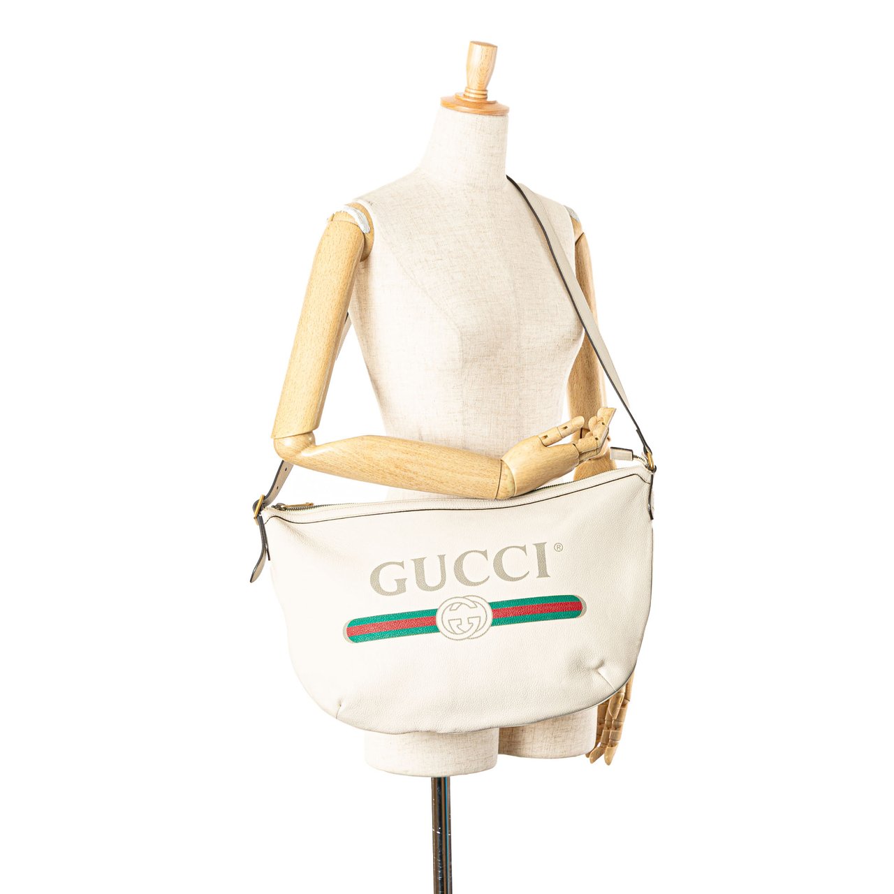 Gucci Leather Logo Half Moon Crossbody Wit