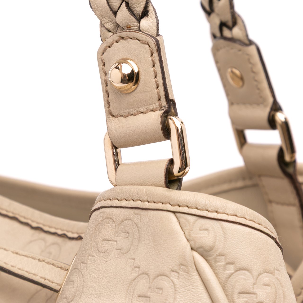 Gucci Guccissima Braided Peggy Tote Wit
