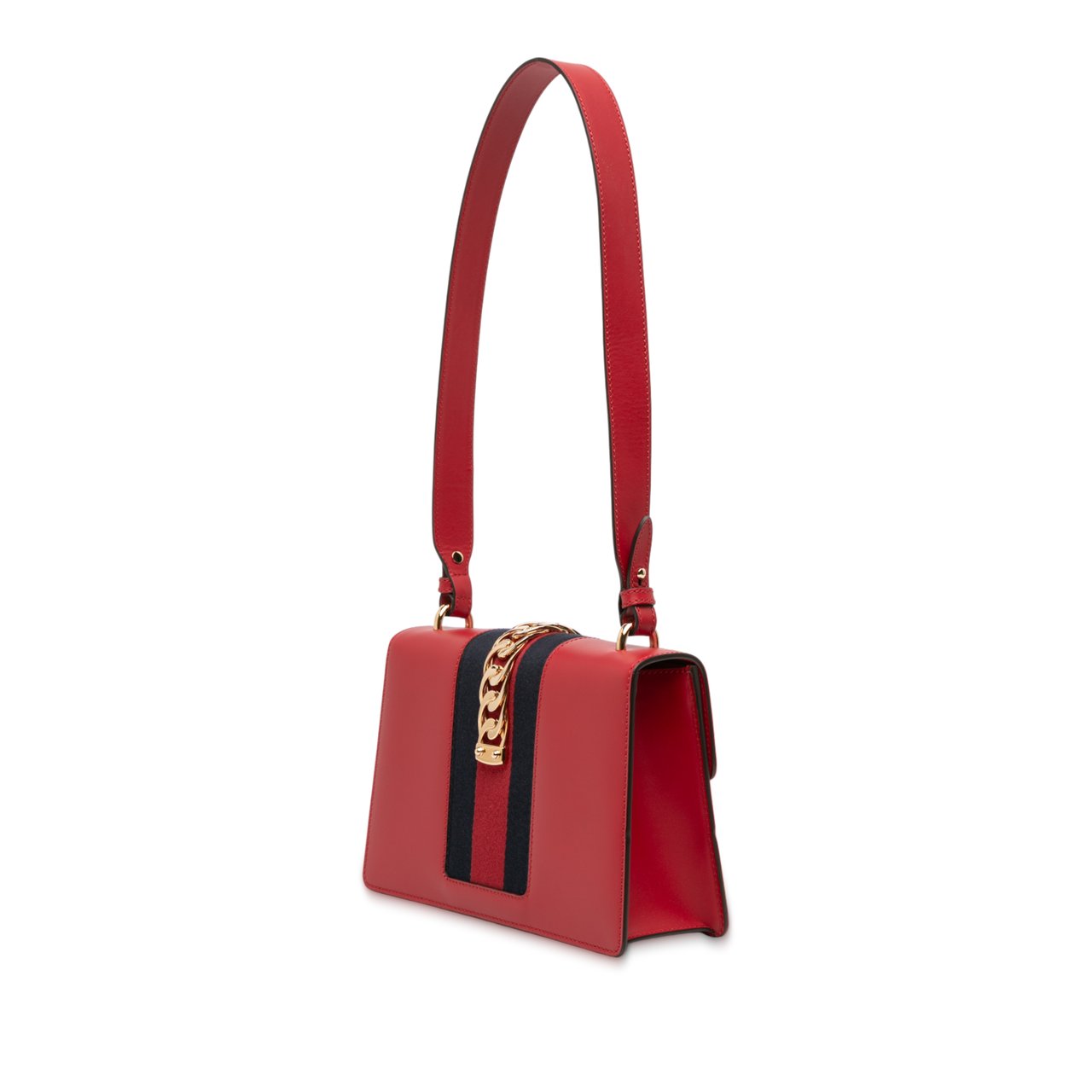 Gucci Small Leather Sylvie Web Satchel Rood